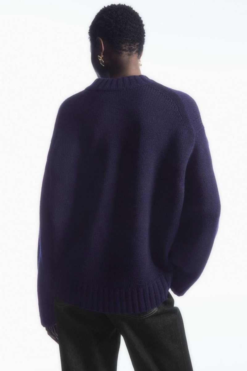 Jumpers Dama COS Grosolan Pure Cashmere Crew-neck Bleumarin | XSHKW-5962