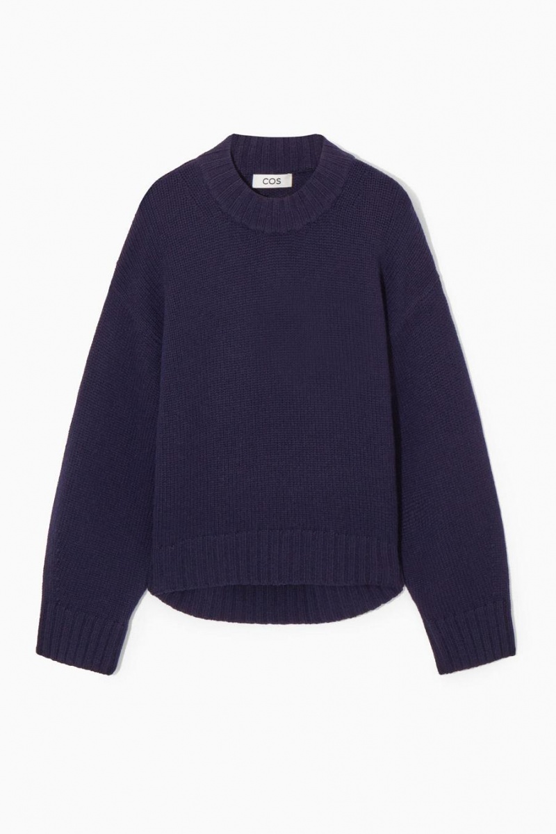 Jumpers Dama COS Grosolan Pure Cashmere Crew-neck Bleumarin | XSHKW-5962