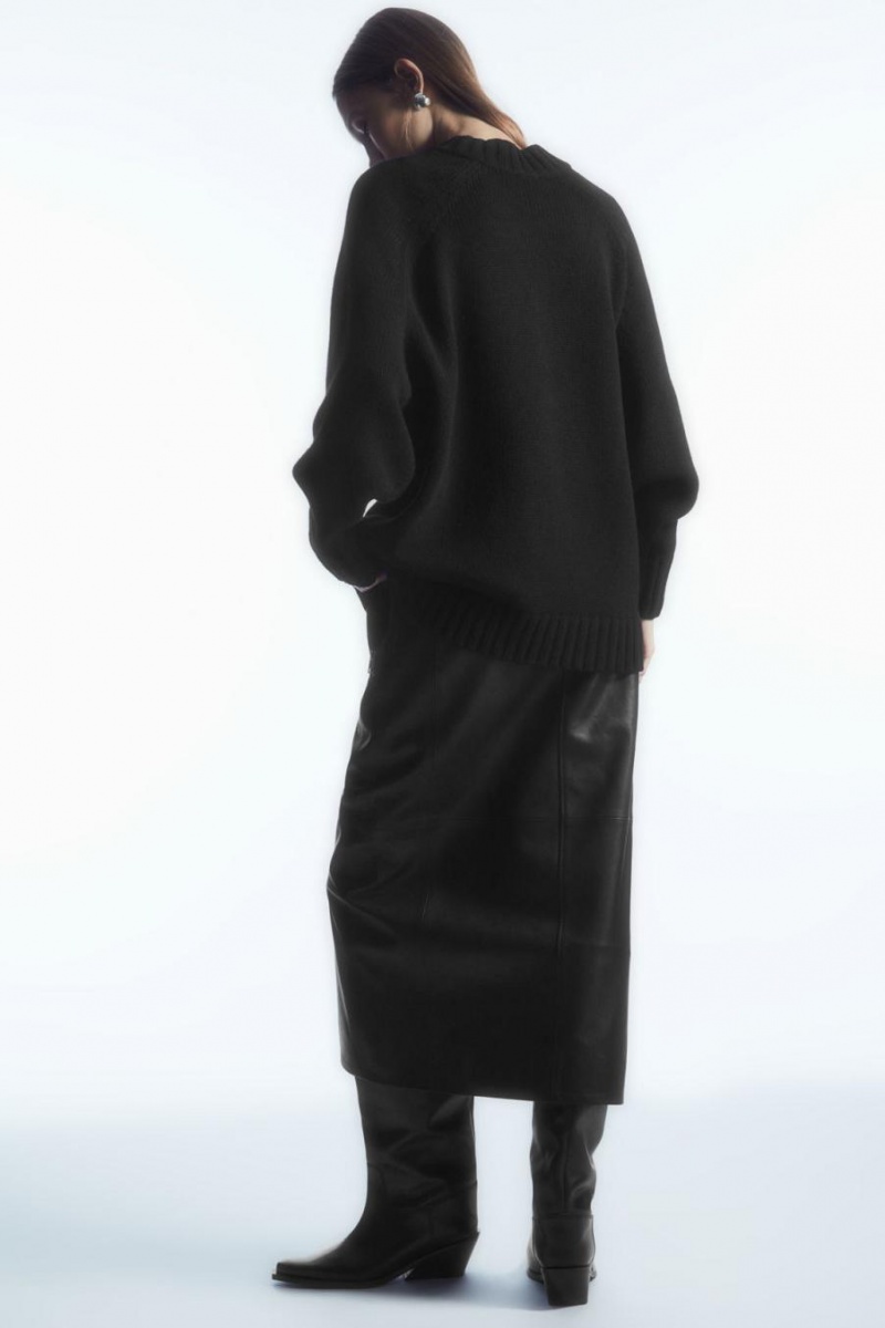 Jumpers Dama COS Grosolan Pure Cashmere V-neck Negrii | RGVKT-4021