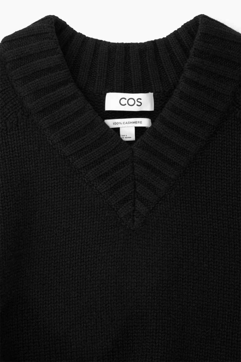 Jumpers Dama COS Grosolan Pure Cashmere V-neck Negrii | RGVKT-4021