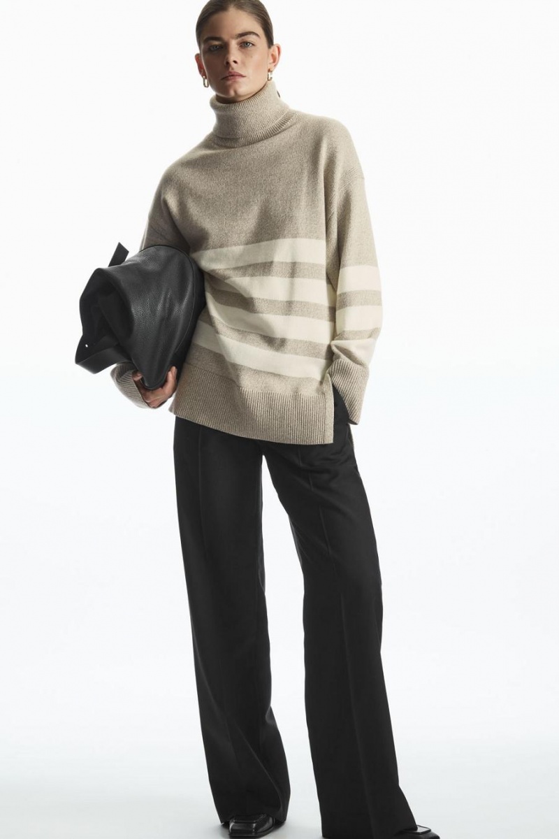 Jumpers Dama COS In Dungi Lână Turtleneck Bej | GKASJ-6035