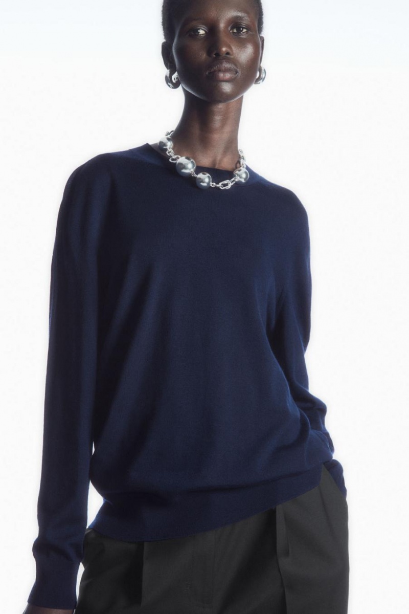 Jumpers Dama COS Merino Lână Bleumarin | IKHQV-0319