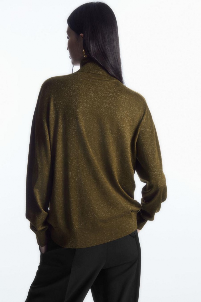 Jumpers Dama COS Merino Lână Roll-neck Kaki | YRCSK-9237