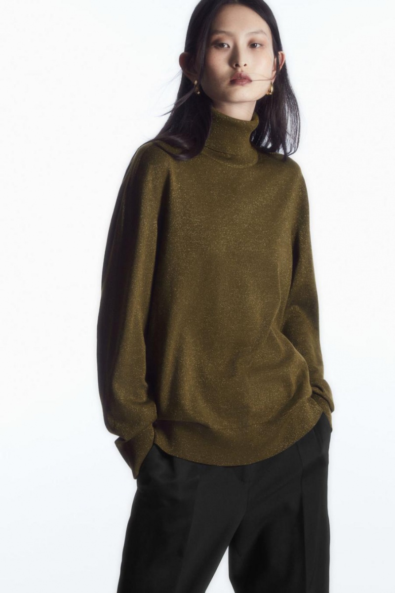 Jumpers Dama COS Merino Lână Roll-neck Kaki | YRCSK-9237