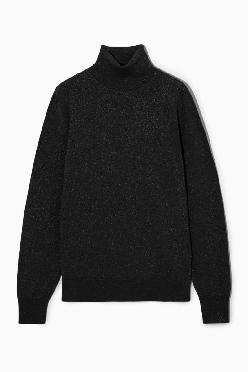 Jumpers Dama COS Merino Lână Roll-neck Negrii | FZMOJ-6340