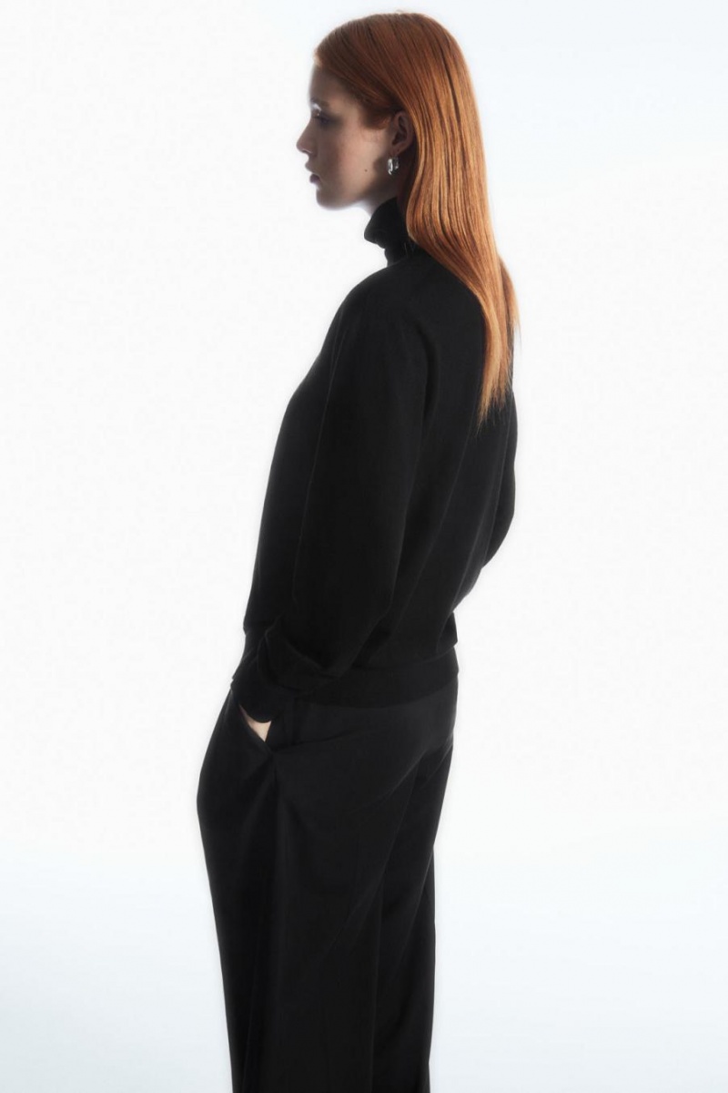 Jumpers Dama COS Merino Lână Roll-neck Negrii | CMSWJ-0379