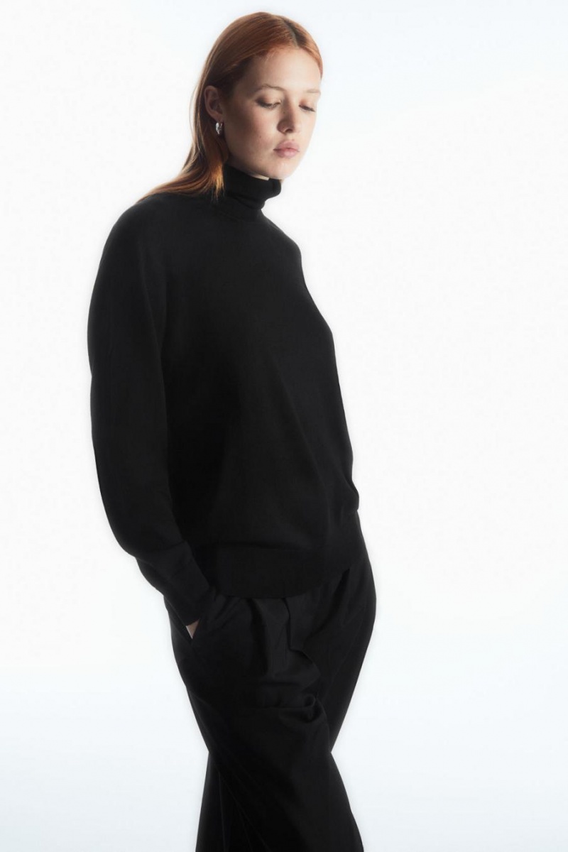 Jumpers Dama COS Merino Lână Roll-neck Negrii | CMSWJ-0379
