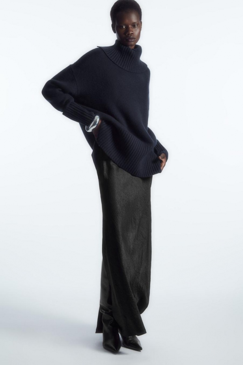 Jumpers Dama COS Oversized Pure Cashmere Roll-neck Bleumarin | SCARQ-9840
