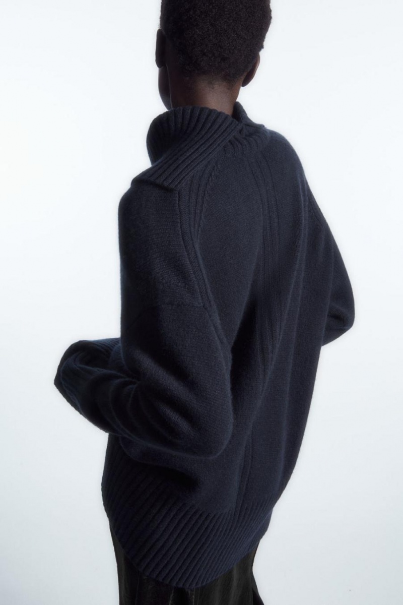 Jumpers Dama COS Oversized Pure Cashmere Roll-neck Bleumarin | SCARQ-9840