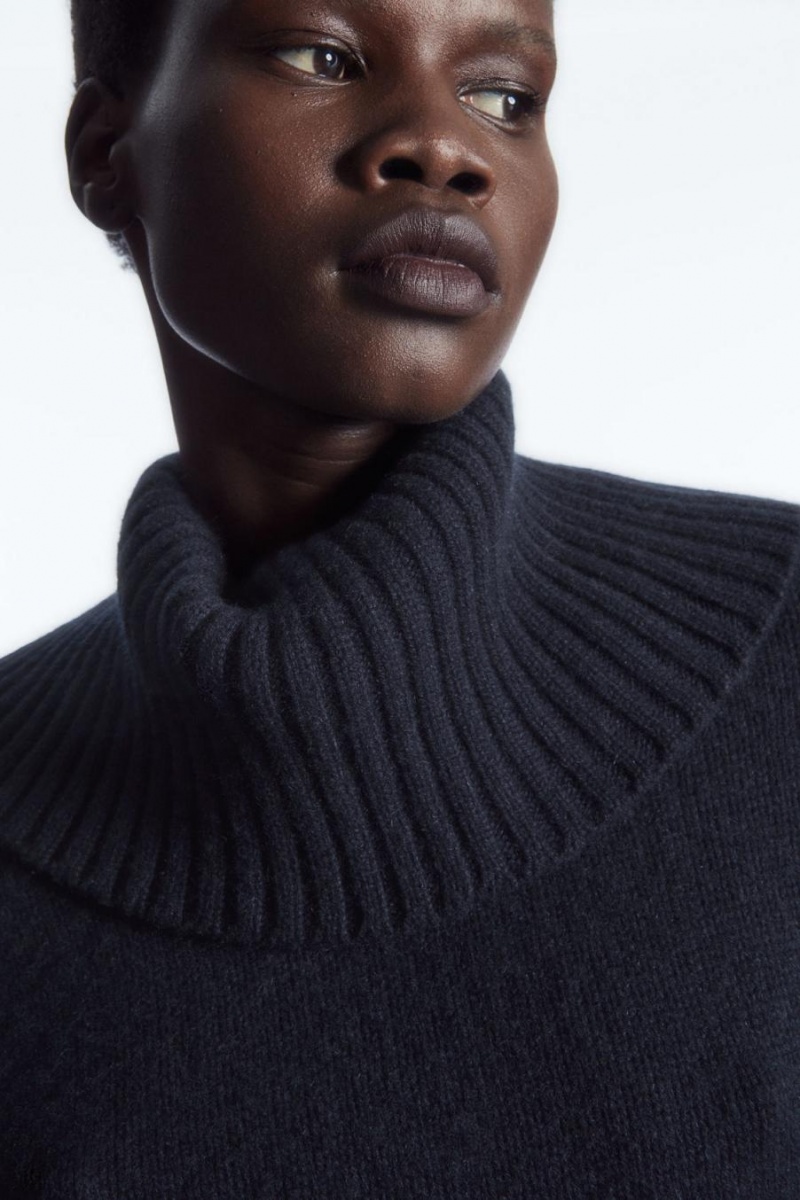 Jumpers Dama COS Oversized Pure Cashmere Roll-neck Bleumarin | SCARQ-9840