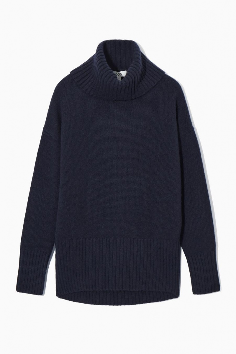Jumpers Dama COS Oversized Pure Cashmere Roll-neck Bleumarin | SCARQ-9840