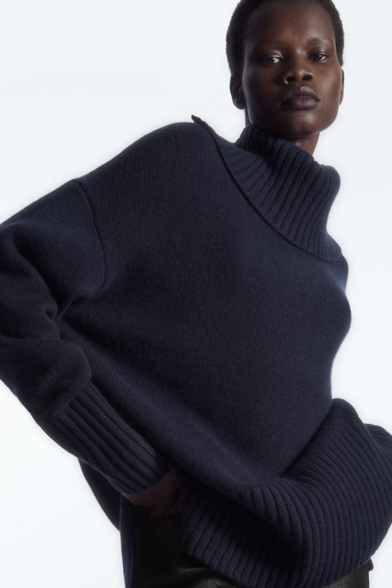 Jumpers Dama COS Oversized Pure Cashmere Roll-neck Bleumarin | SCARQ-9840