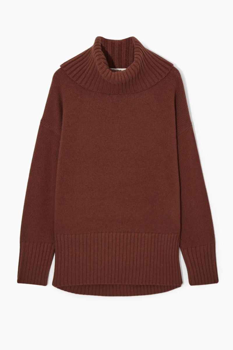 Jumpers Dama COS Oversized Pure Cashmere Roll-neck Rosii | QESLB-2749