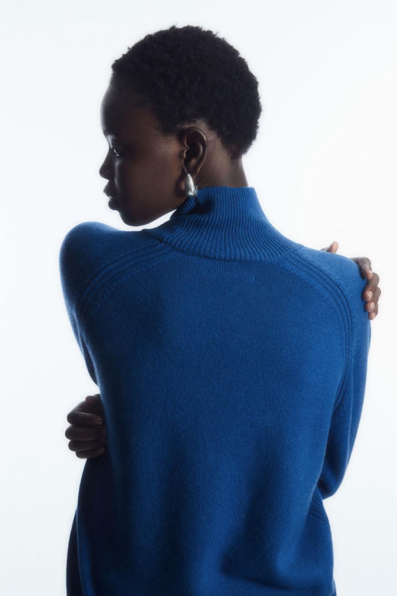 Jumpers Dama COS Pure Cashmere Turtleneck Albastri | MYHKN-7546