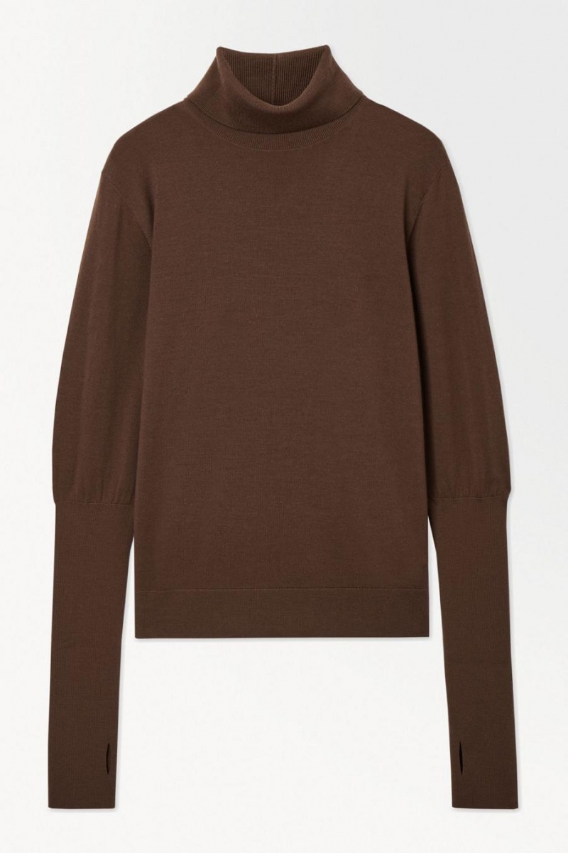 Jumpers Dama COS The Lână Roll-neck Maro Inchis | PGUCH-1973