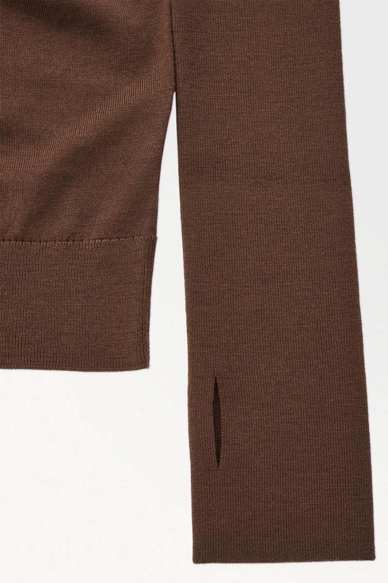 Jumpers Dama COS The Lână Roll-neck Maro Inchis | PGUCH-1973
