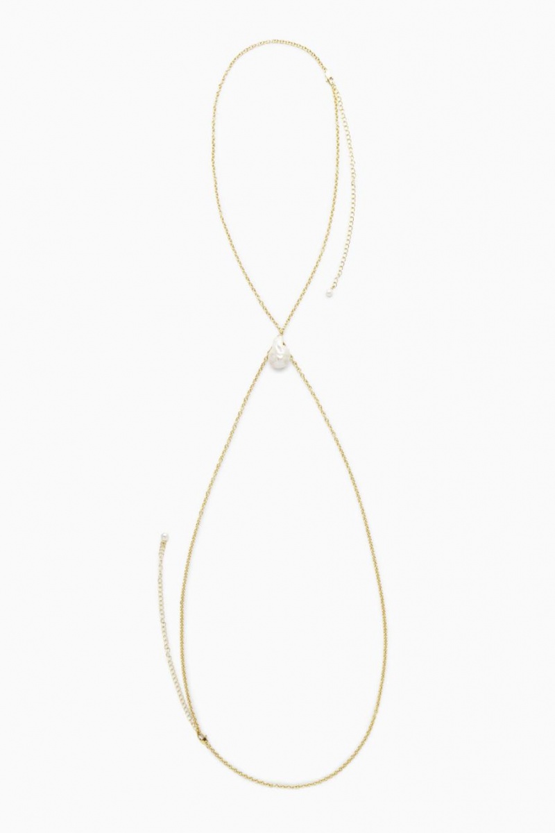 Lanţ Dama COS Freshwater Pearl Body Aurii | DTNAC-0461