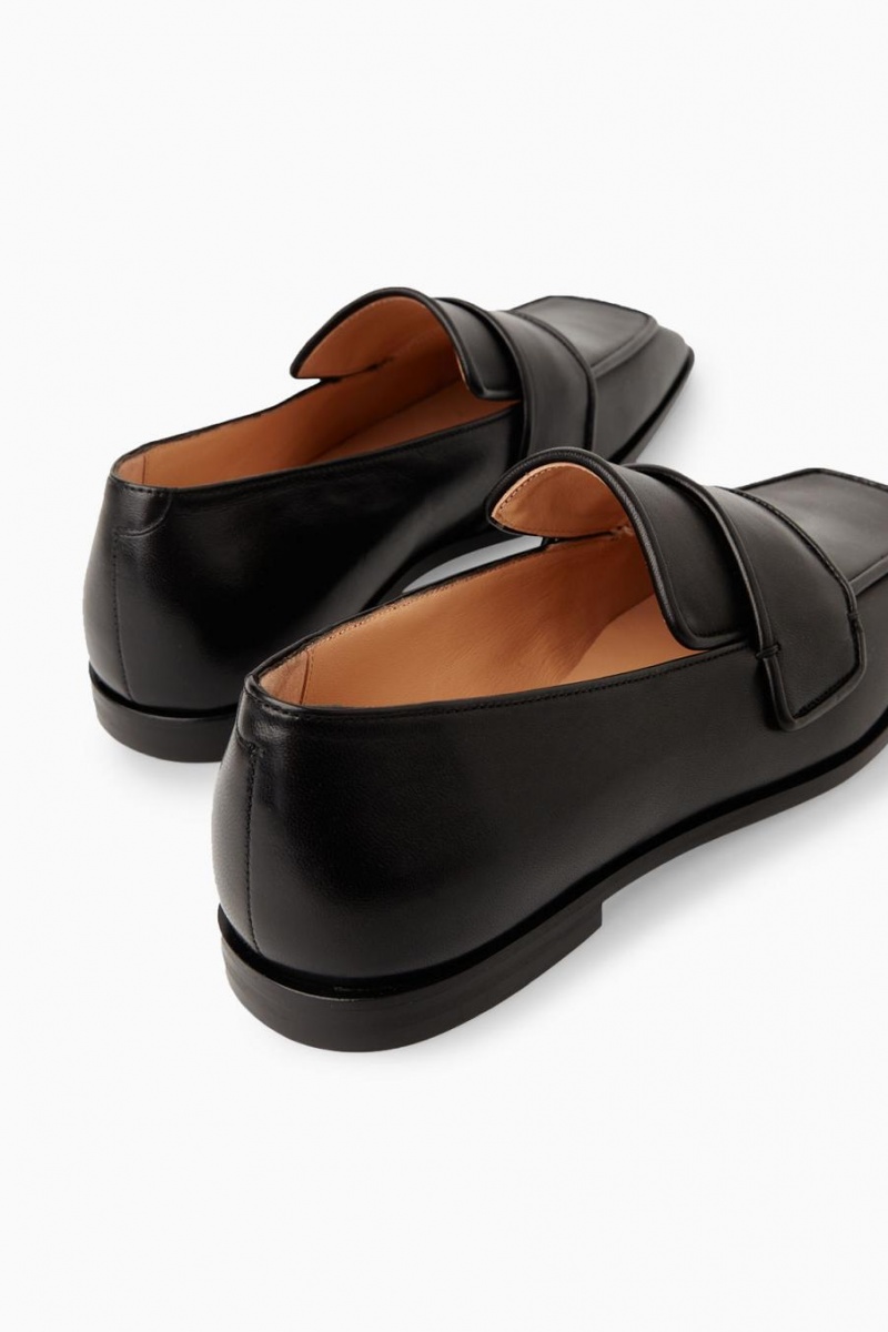 Mocasini Dama COS Square-toe Piele Negrii | WRDVL-0724