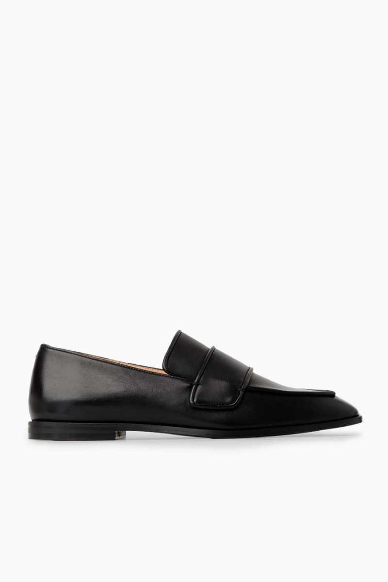 Mocasini Dama COS Square-toe Piele Negrii | WRDVL-0724