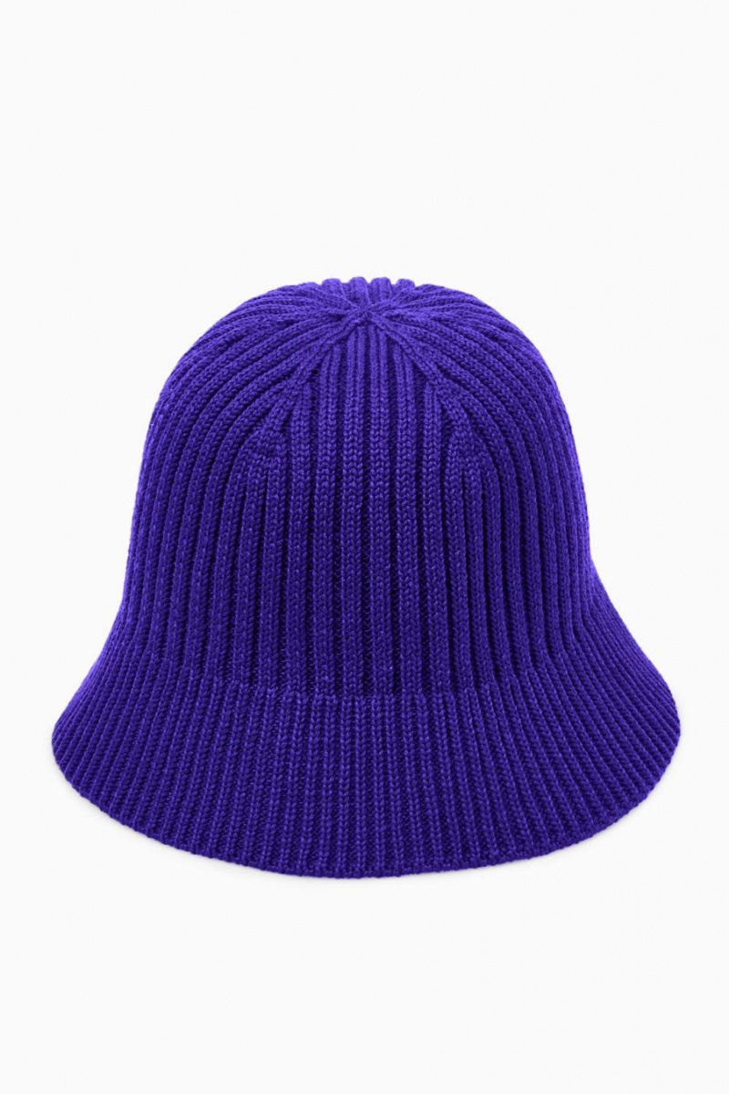 Palarie Dama COS Cu Nervuri Merino Lână Bucket Albastri | ETJWO-8236