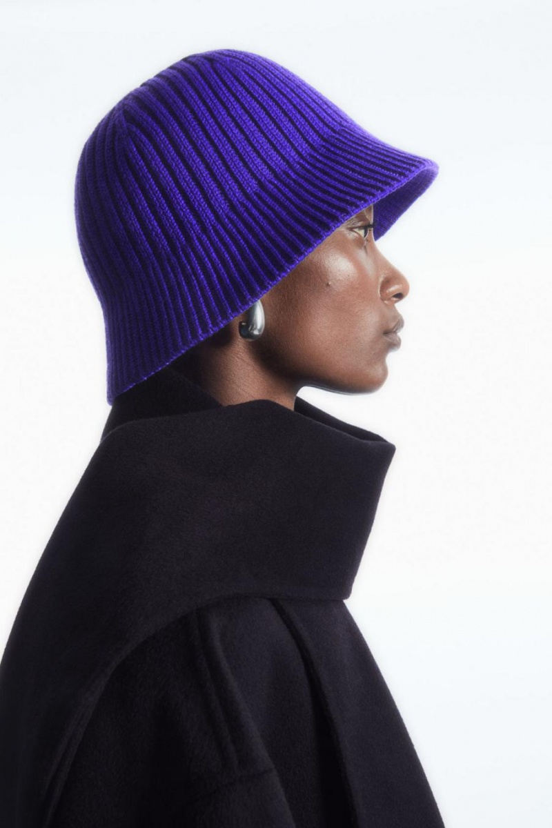 Palarie Dama COS Cu Nervuri Merino Lână Bucket Albastri | ETJWO-8236