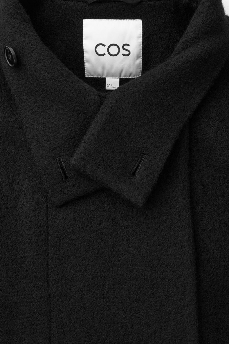 Palton Dama COS Funnel-neck Boiled-wool Negrii | VDZFG-9862