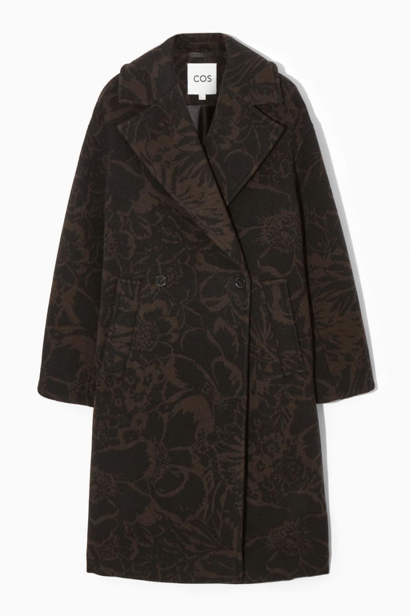 Palton Dama COS Oversized Double-breasted Floral-print Maro Inchis | KGTZX-6028