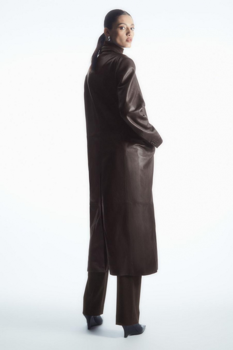 Palton Dama COS Oversized Double-breasted Piele Maro | XYLMU-7165