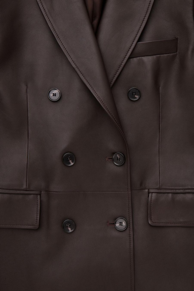 Palton Dama COS Oversized Double-breasted Piele Maro | XYLMU-7165
