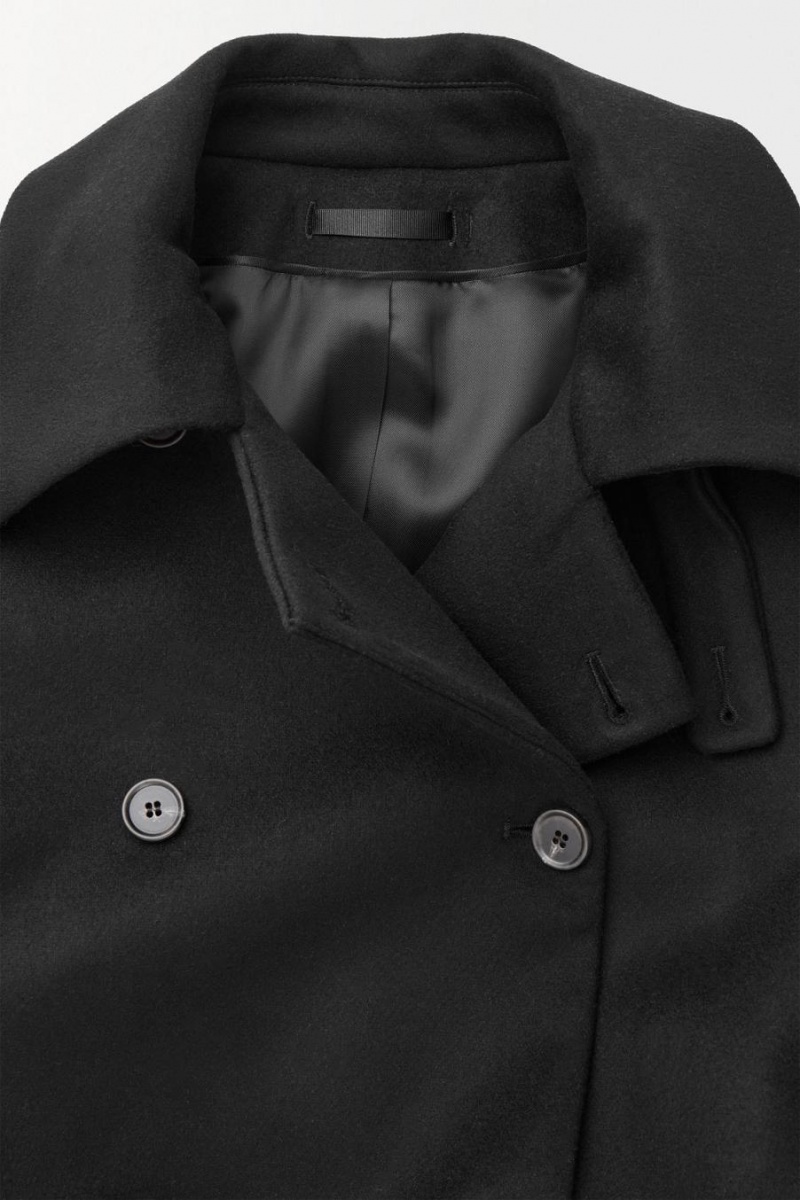 Palton Dama COS The Recycled-cashmere Trench Negrii | SEQZG-7952