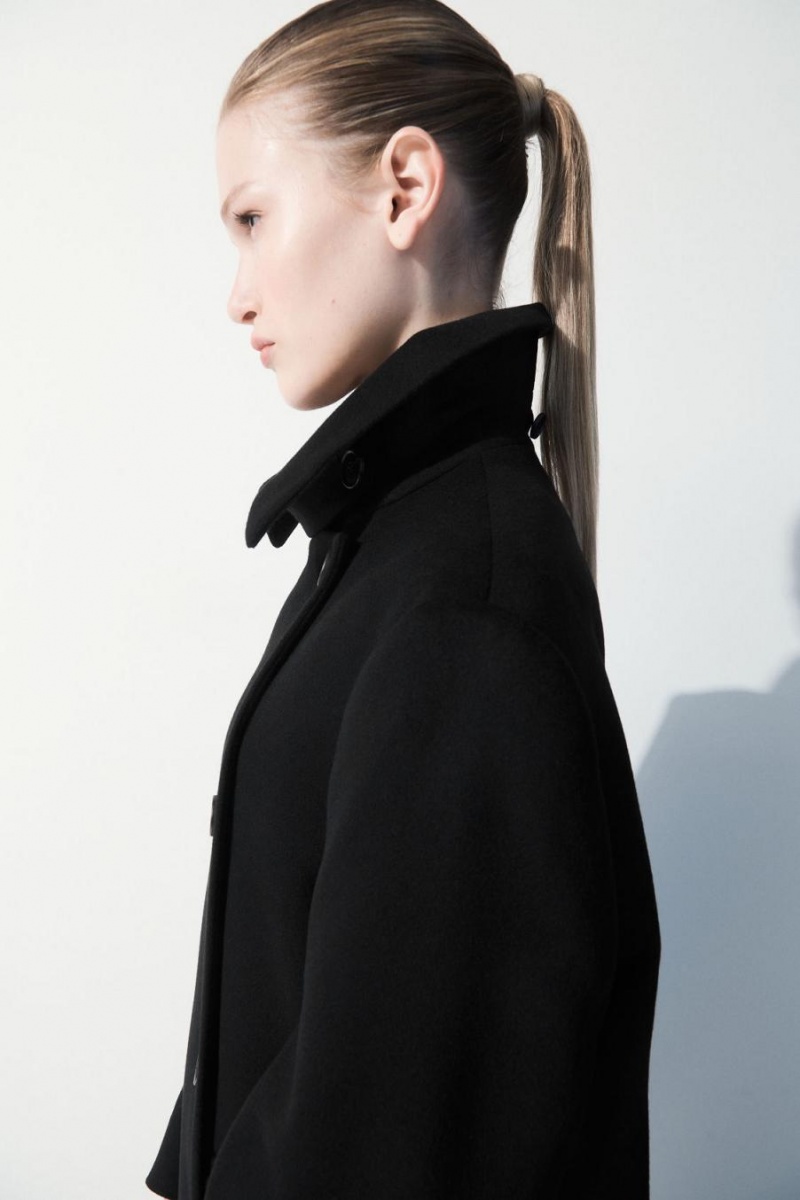 Palton Dama COS The Recycled-cashmere Trench Negrii | SEQZG-7952