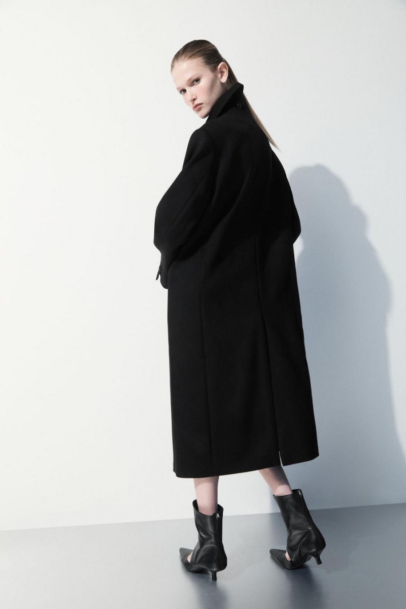 Palton Dama COS The Recycled-cashmere Trench Negrii | SEQZG-7952
