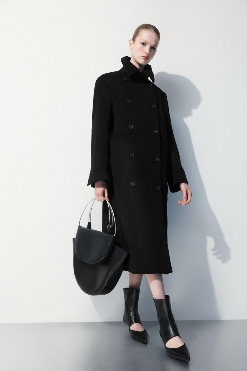 Palton Dama COS The Recycled-cashmere Trench Negrii | SEQZG-7952