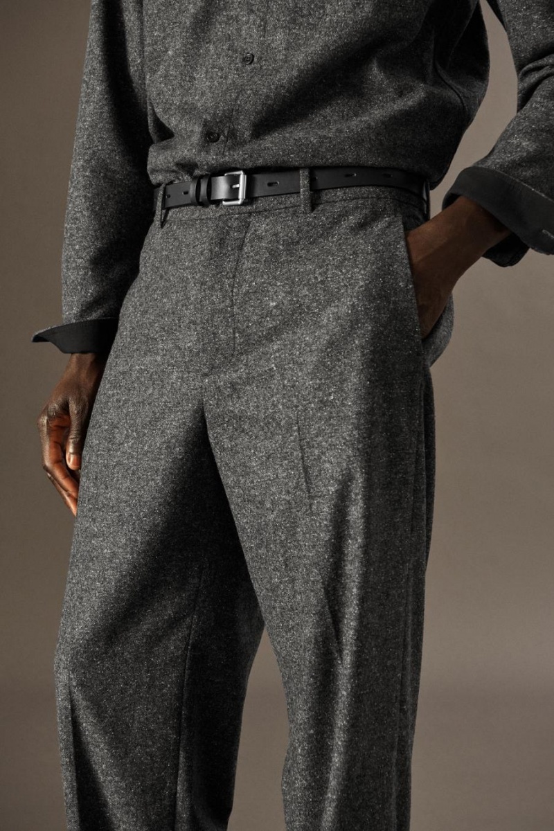 Pantaloni Barbati COS Brushed-wool - Drept Gri | KWEUV-9025