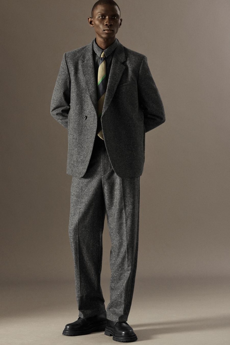 Pantaloni Barbati COS Brushed-wool - Drept Gri | KWEUV-9025