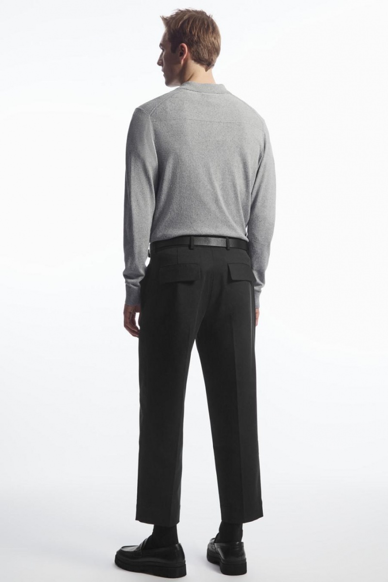 Pantaloni Barbati COS Cropped Drept-leg Twill Negrii | AIGEO-7689