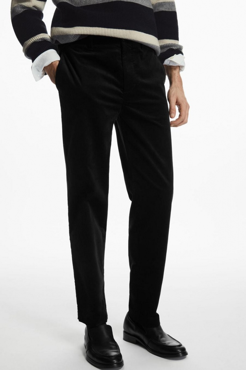 Pantaloni Barbati COS Drept-leg Bumbac-moleskin Negrii | RPXMI-8754