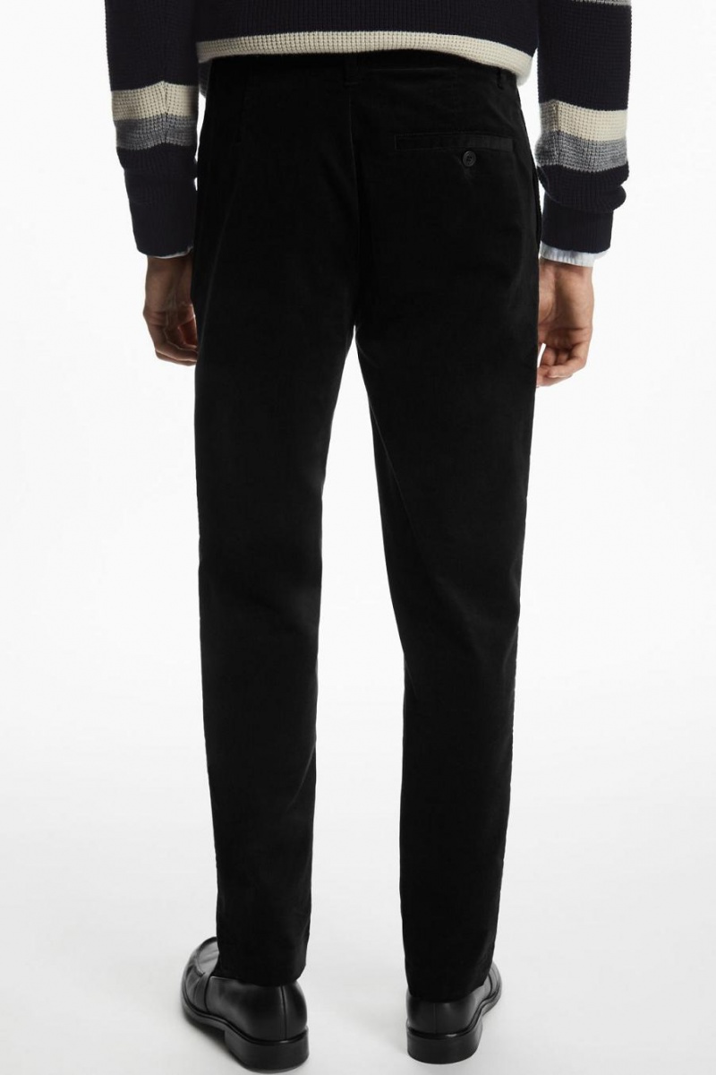 Pantaloni Barbati COS Drept-leg Bumbac-moleskin Negrii | RPXMI-8754