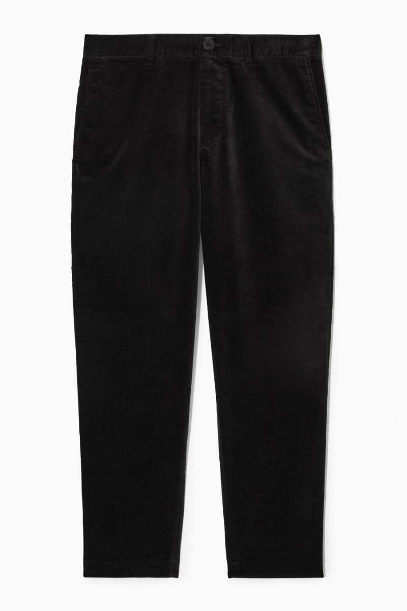 Pantaloni Barbati COS Drept-leg Bumbac-moleskin Negrii | RPXMI-8754