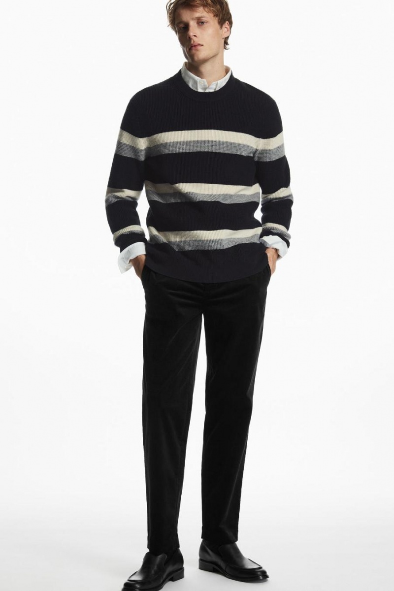 Pantaloni Barbati COS Drept-leg Bumbac-moleskin Negrii | RPXMI-8754