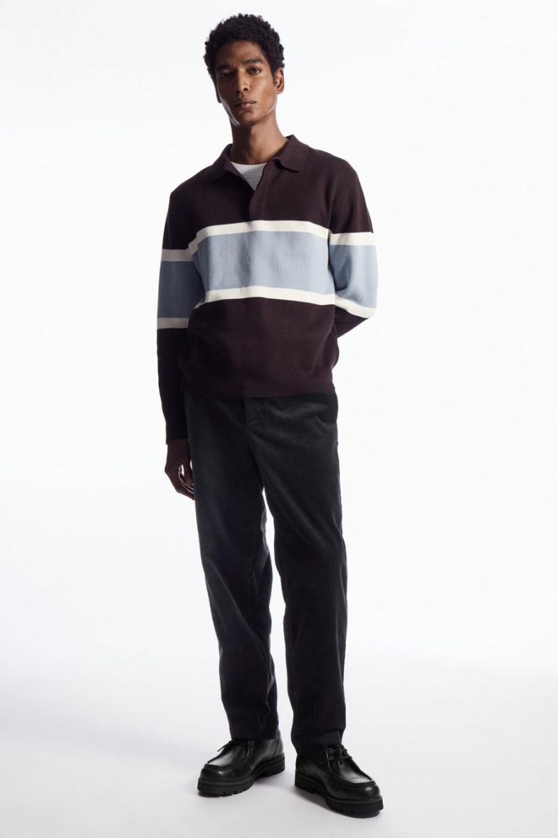 Pantaloni Barbati COS Drept-leg Corduroy Chinos Bleumarin | UOWRI-8543