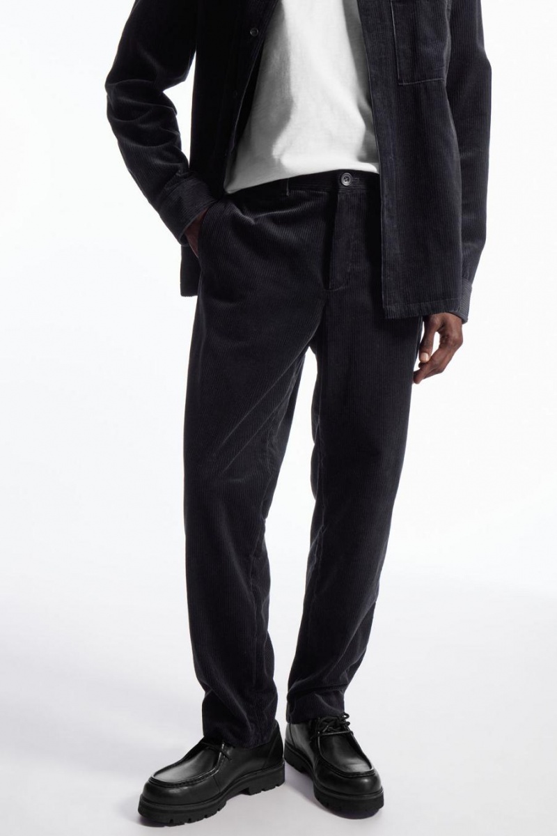 Pantaloni Barbati COS Drept-leg Corduroy Chinos Bleumarin | UOWRI-8543