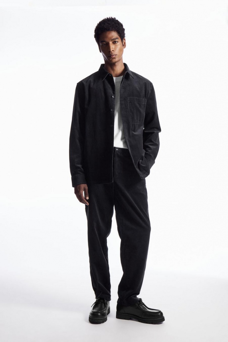 Pantaloni Barbati COS Drept-leg Corduroy Chinos Bleumarin | UOWRI-8543