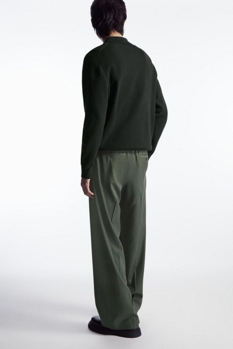 Pantaloni Barbati COS Drept-leg Relaxed Lână Verzi Inchis | XWMLE-0812