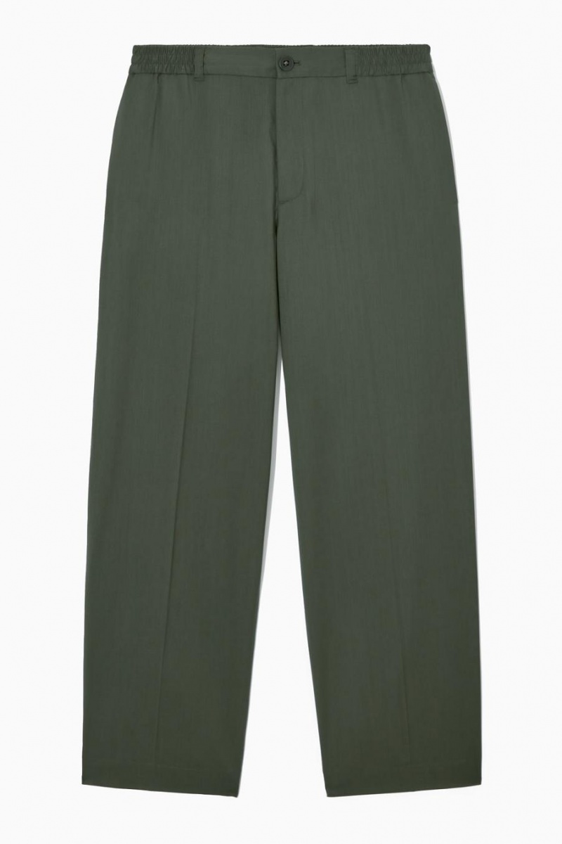 Pantaloni Barbati COS Drept-leg Relaxed Lână Verzi Inchis | XWMLE-0812