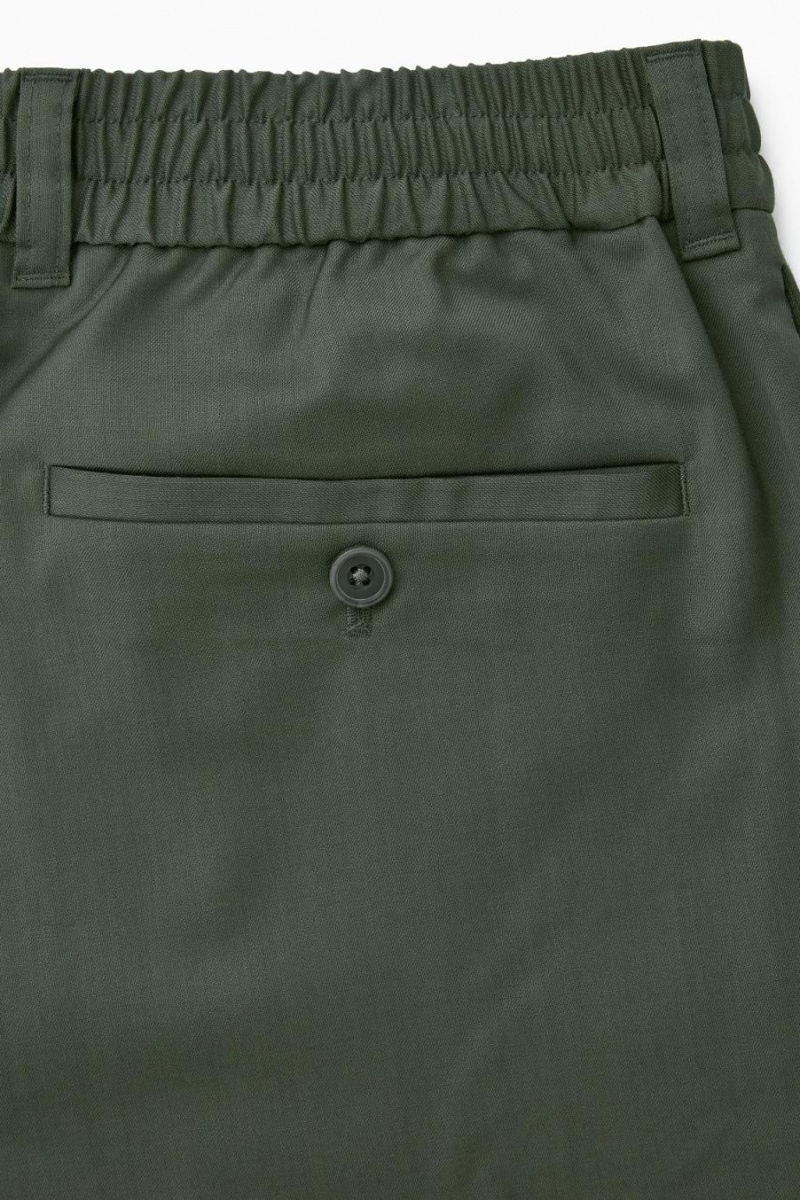 Pantaloni Barbati COS Drept-leg Relaxed Lână Verzi Inchis | XWMLE-0812