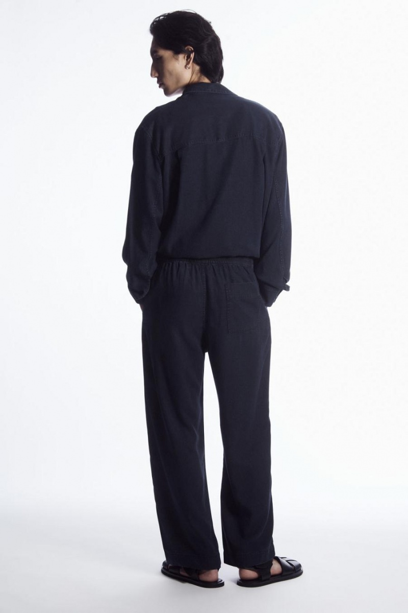 Pantaloni Barbati COS Drept-leg Usori Denim Bleumarin | YQEPX-2568