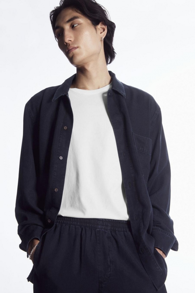 Pantaloni Barbati COS Drept-leg Usori Denim Bleumarin | YQEPX-2568