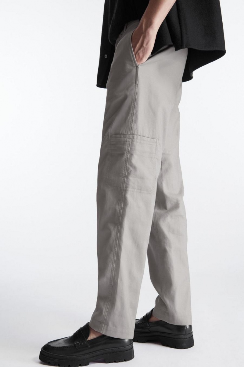 Pantaloni Barbati COS Drept-leg Utility Gri | KMUFX-1265