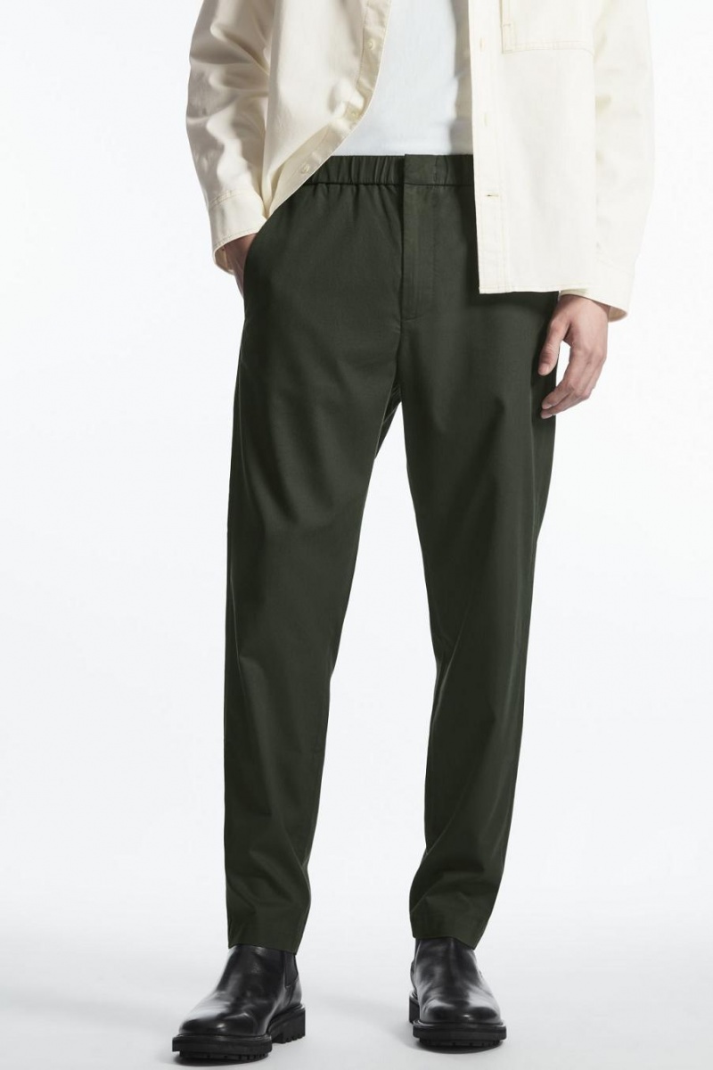 Pantaloni Barbati COS Elasticated Tapered Twill Verzi Inchis | CZIJW-5341